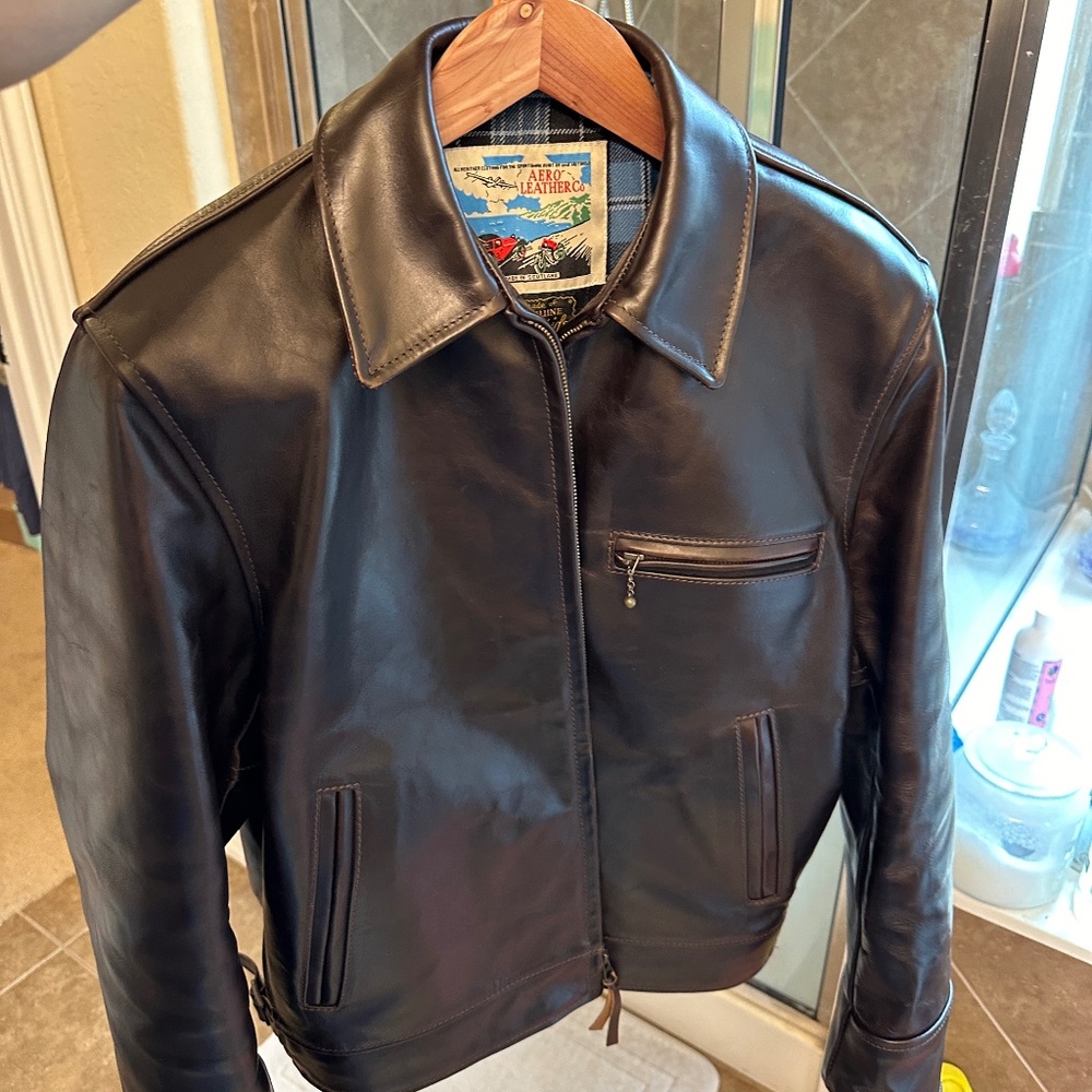 Aero Leather Clothing Highwayman Brown front quarter horsehide Size 38